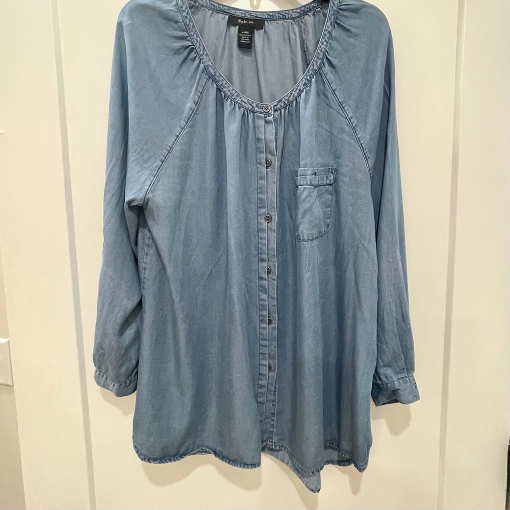 Blue Style & Co. long sleeve blouse L